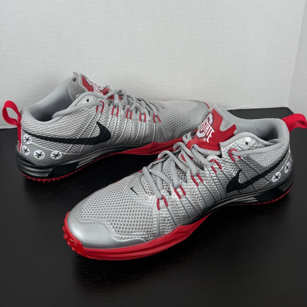 Nike Mens Size 9.5 Ohio State Buckeyes Gray Lunar TR1 Training Shoes 654283-016